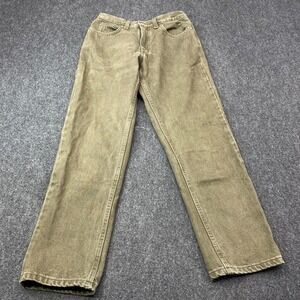 Lands End Jeans Women 4 Petite Green Straight Leg High Rise Denim